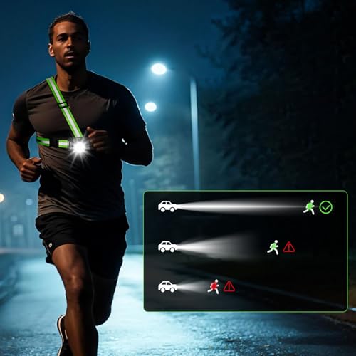 ETUCYNG Luz Para Correr | Linterna De Pecho Recargable De 1000 Lúmenes,Luz Ajustable 90 Grados Para Corredores | Para Seguridad En Ciclismo Senderismo Trabajo Y Chalecos - imagen 5