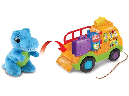 VTech Dino Rescue Truck, Pull-Along Truck, Role-Play Toy, Develops Fine Motor Skills, Fun Musical Toy with 3 Songs & 15 Melodies, Suitable for Ages 12, 18, 24 Months, English Version