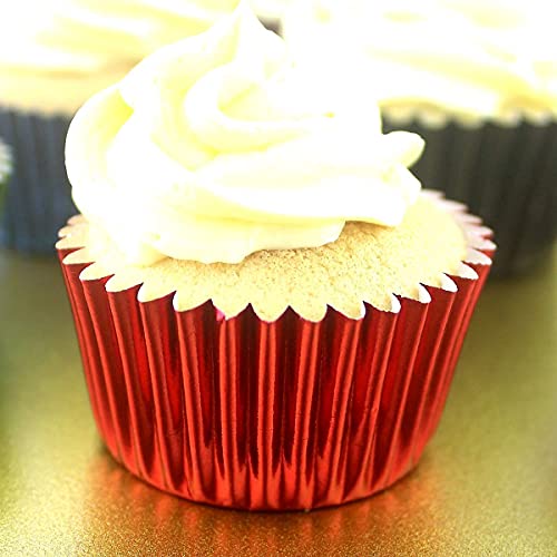 Eoonfirst Mini Foil Metallic Cupcake Liners Christmas Days Muffin Paper Baking Cups 300 Pcs (Red) #TOP6