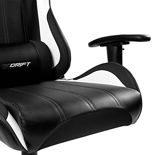 Chair -DR175CARBON- Sedia da gioco professionale, similpelle, nero/bianco, professionale, regolabile in altezza, seduta a bilanciere, braccioli imbottiti - Sedia gaming - Immagine 5