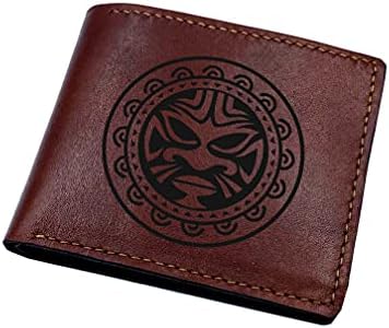 Mayan Corner - Customized leather handmade men's wallet, polynesian tattoo pattern leather gift for him