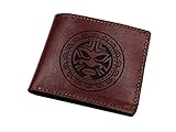 Mayan Corner - Customized leather handmade men's wallet, polynesian tattoo pattern leather gift for