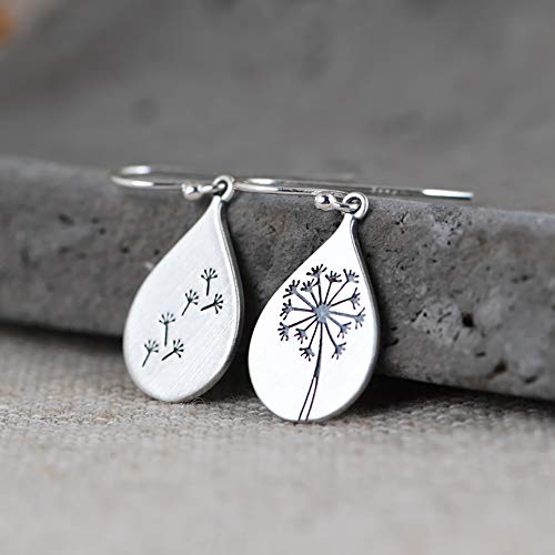 LOVECOM 925 Sterling Silver Boho Dandelion Drop Dangle Earrings for Women Teardrop Water Drop Flower Mountain Tree Heart Stud Dangle Earrings Jewelry Birthday Gifts for Mom Lover Daughter2