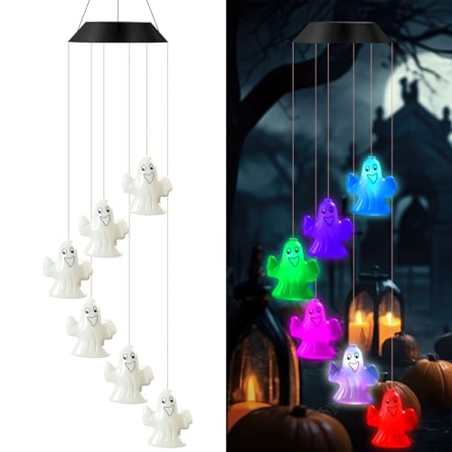 GlikCeil Halloween Solar Wind Chimes 27.5Inch Halloween Decorations Outside Waterproof Hanging LED for Yard, Porch, Patio, Party, Color Changing Eyeballs Ghost Lights(Ghost) GlikCeil Halloween Solar Wind Chimes 27.5Inch Halloween Decorations Outside Waterproof Hanging LED for Yard, Porch, Patio, Party, Color Changing Eyeballs Ghost Lights(Ghost)