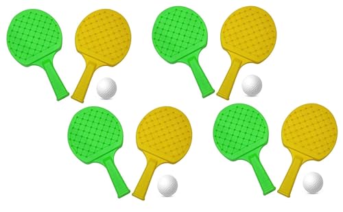 Image of Prime Set of 4 Pair Sport Accessories for Kids Table Tennis Badminton Racquet Set with Ball Kids to Play Gift Item Multi Color Pack of 1 (M8)