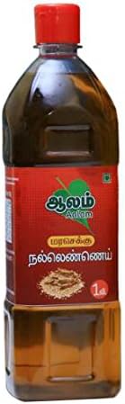 Aalam Cold Pressed / Wood Pressed Cooking Sesame (Gingelly) Oil Pure Edible Oil For Skin, Hair & Cooking - 1000ml