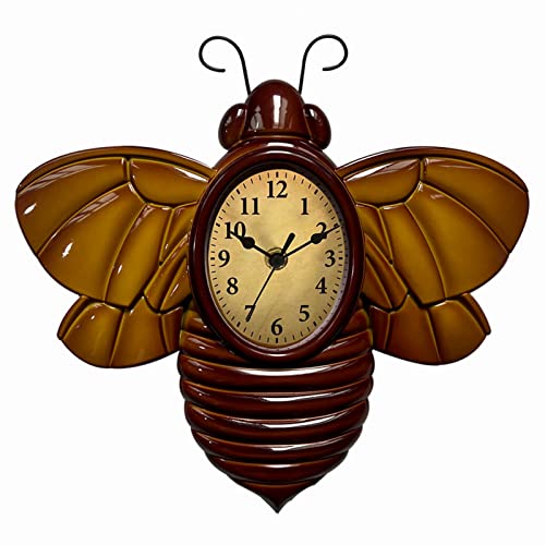 LA VITA TIME 12 Inch Vintage Bee Silent Non-Ticking Funny Antique Wall Clock for Bedroom/Living Room Decor