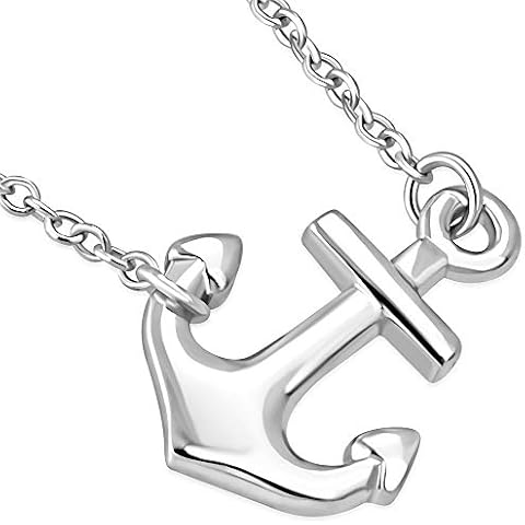 My Daily Styles 925 Sterling Silver Classic Polished Anchor Horizontal Sideways Pendant Necklace, 18" Cover