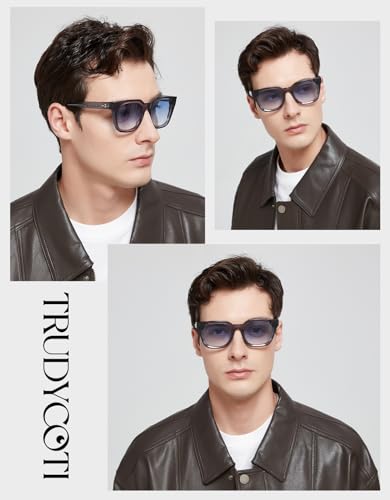 Vintage Oversized Square Sunglasses for Men Women, Acetate Retro ​Luxury Large Frame Shades with Trendy UV4003