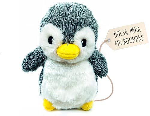 Peluches Termicos (23 cm)   Peluche Semillas Microondas   Suave y Calentito, Ideal para Aliviar Colicos en Bebes   Pingüino de Peluche para Abrazar y Dormir   Saquito de Semillas Extraible