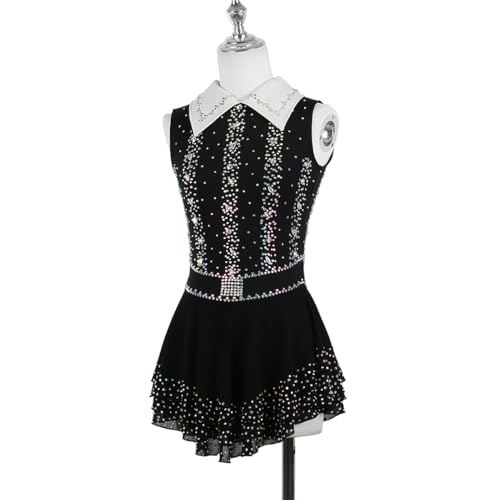 Vestido feminino de patinação artística para competição de cristal feminino e feminino, balé, dança,