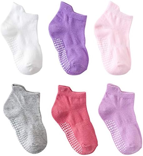 6 Pairs Baby Toddler Kids Boys Girls Non Slip/Anti Skid Socks Ankle Socks