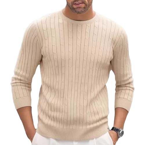 Pull torsadé homme col rond manches longues automne hiver