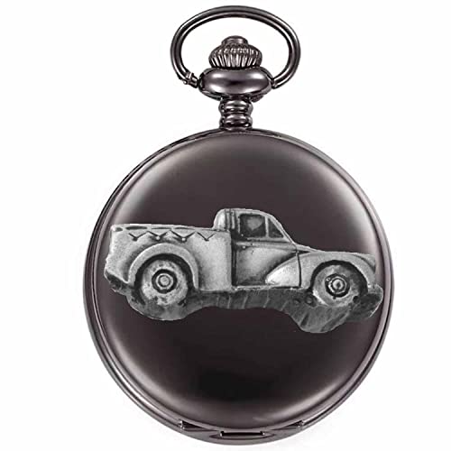 Montre gousset à quartz pour homme Morris Minor Pick Up montre de poche noire