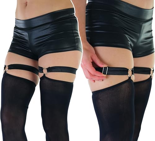 Image of ToBeInStyle Women's Opaque Closed Toe Thigh Highs With Attached Garters