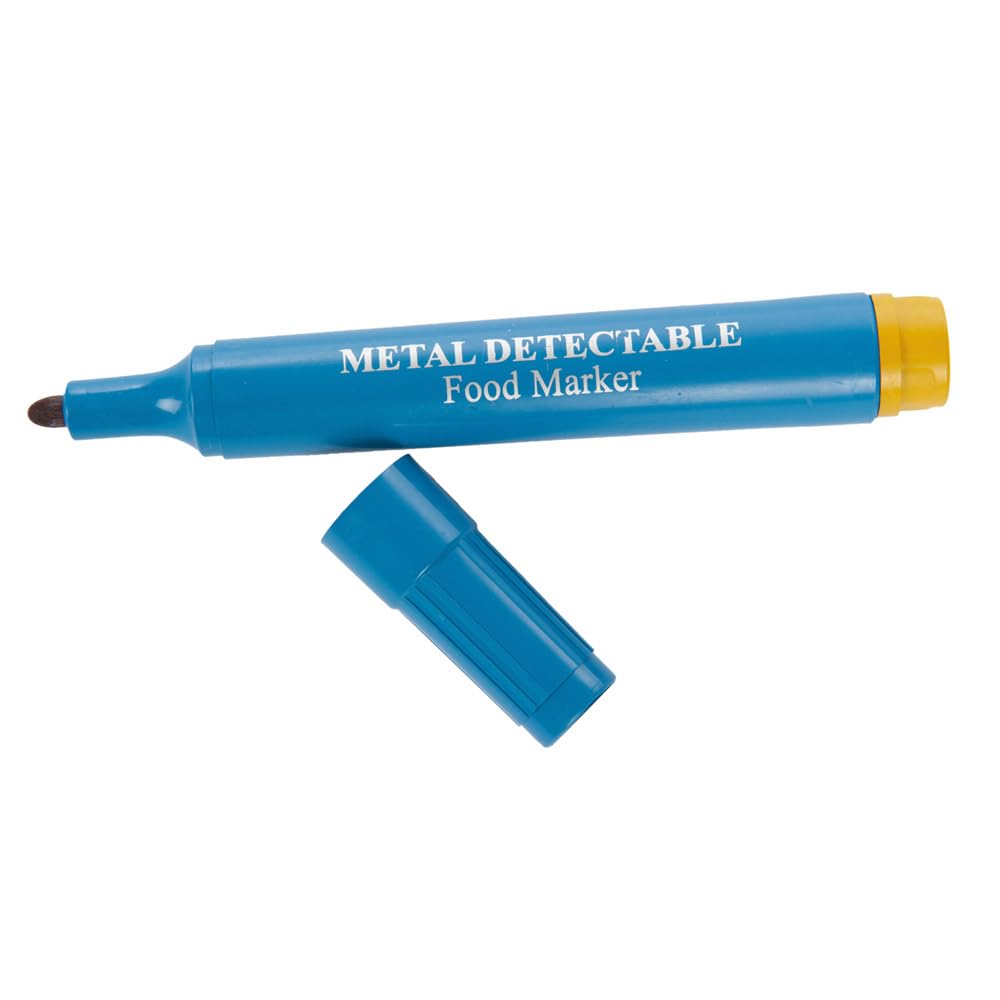 FRANZ MENSCH 20 Stück Hygostar Permanentmarker lebensmittelecht | detektierbar, blau, Schriftfarbe: orange, Permanent-Marker, Textmarker, detektierbar