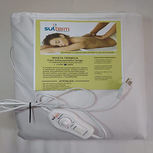 Sulterm Manta Térmica 110V 100x140 cm com Infravermelho Longo e Potenciômetro Giratório de 10 Temper