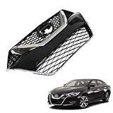 Front Bumper Grille Assembly Black Plastic Chrome Replacement for 2016 2017 Maxima