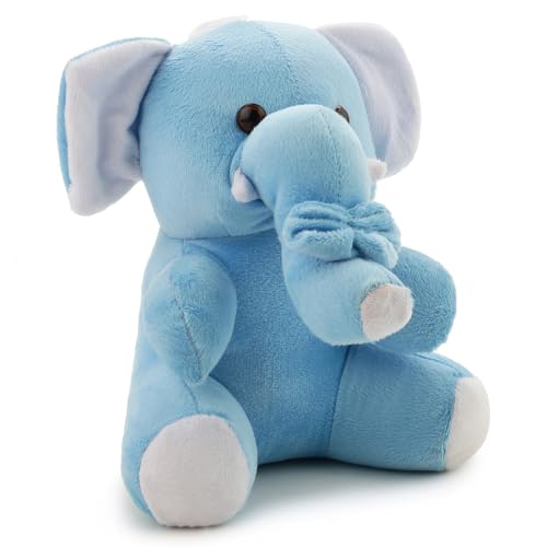Image of Soft Light Blue Elephant Stuffed Plush Toy for Babies, Toddlers & Children Safe, Lightweight & Easy to Clean (28 CM)