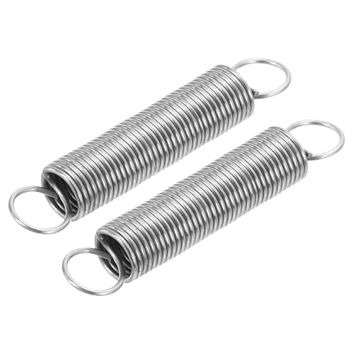 uxcell 2Pcs 0.4x4x20mm Extended Compression Spring, 304 Stainless Steel Extension Spring Steel Dual Hook Tension Springs for Machinery Construction Industrial, Home Repairs, Silver