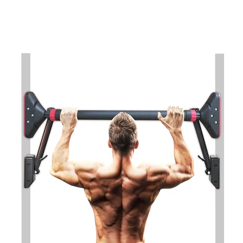 Strength Flex Pull Up Bar for Doorway, Chin Up Bar for Home Gym Upper Body Workout & Exercise, 28.35" to 36.2" Adjustable Width Locking Mechanism, No Screw Installation, Level Meter, 880 lbs