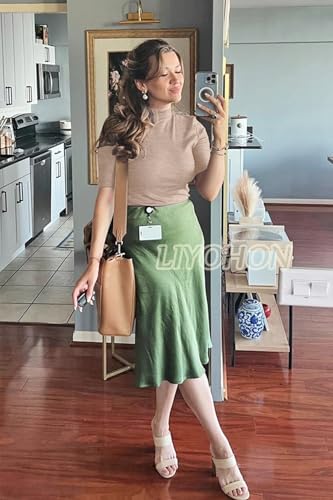 LIYOHON Womens Tops Dressy Casual Mock Turtleneck Business Short Sleeve T Shirts Going Out Tops 20254