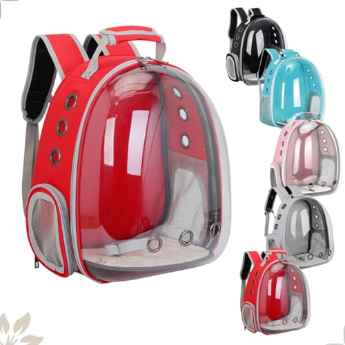 Mochila Pet Acrílico Para Cachorro Gato Cão Visão Panorâmica (Vermelho)