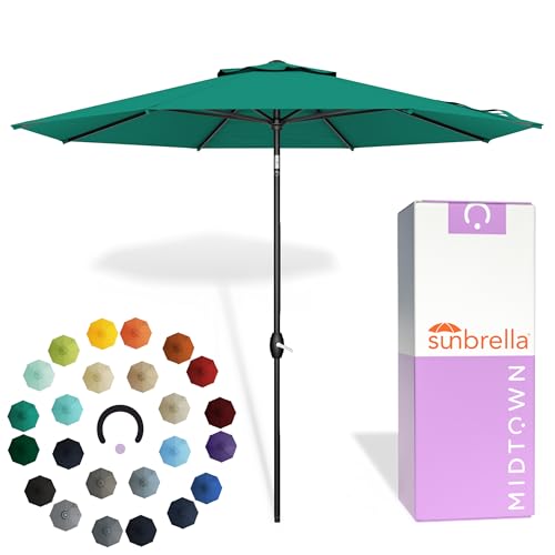 Image of Midtown Umbrellas Lean - 8 Ft Patio Umbrella, Canvas Teal Canopy
