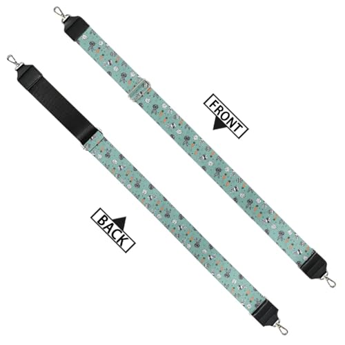 Image of Halloween Handbag Strap Canvas Purse Strap Colorful Bat Black Shoulder Strap Multicolor Bats Replacement Strap