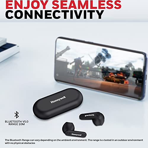 Image of Honeywell Suono P2000 Truly Wireless Earbuds, Bluetooth V5.0, 2 Hrs uninterrupted Music with 10 min of Charge, Dynamic 13.2mm Drivers, 300mAh Battery, IPX4 Water Resistance, Voice Assistant Enabled