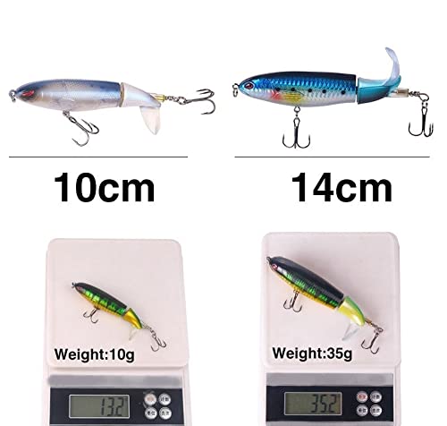 8 pezzi 10 cm / 14 cm galleggiante for esca da pesca artificiale esca dura wobbler coda rotante attrezzatura da pesca occhi 3D