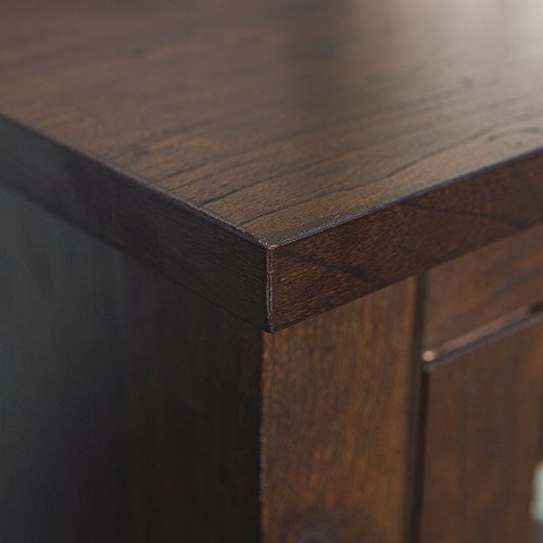 image for Walker Edison Rustic Wood and Glass Fireplace TV Stand for TV's up to 