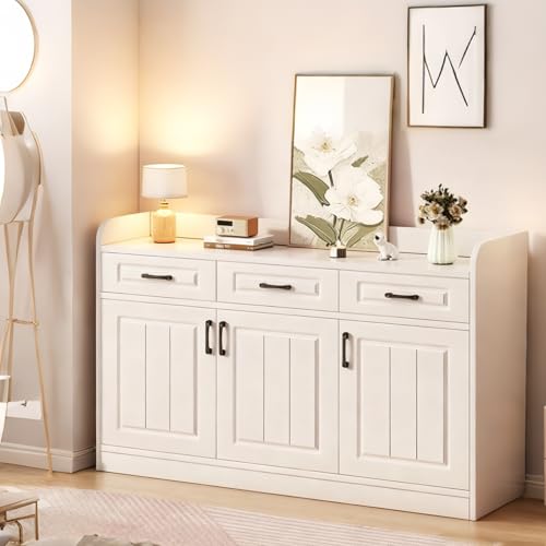CHMAIDEU Moderno Comoda/Sinfonier Dormitorio con 3 Cajones - Cajonera Armario Interior en Blanco, Mueble de Almacenamiento para Dormitorio, Salón o Recibidor - Comoda Blanca Moderna