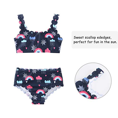 Image of HowJoJo Girls Two Piece Tankini Swimsuit Green Floral Bathing Suit Swimwear