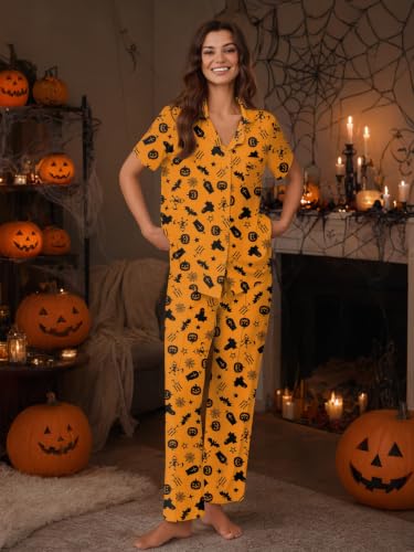 Image of Ekouaer Pajamas for Women Set Button Up Short Sleeve Pjs Sets With Pockets