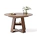 COSIEST 43.3in-59in Extendable Round Dining Table for 4-8 People, Modern Oval Kitchen Table with Storage Shelf & Removable Leaves, Space Saving Wood Dinner Table for Kitchen Living Room(Walnut)