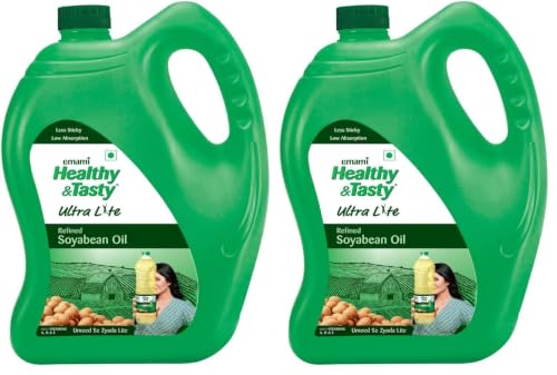 Image of Emami Healthy and Tasty Ultra Lite Refined Soyabean Oil 4.12kg Jar (Pack of 2)