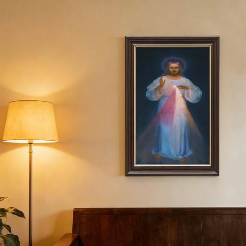 Poster Divine Mercy Kazimirowski - Impression sur toile avec cadre suspendu 20x30 cm