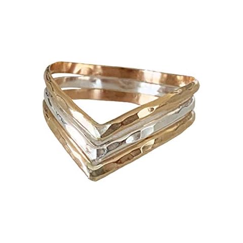 TOE RINGS & THINGS Triple Chevron Gold and Sterling Finger or Thumb Ring | Unisex Sizes 5-12 (8) Cover