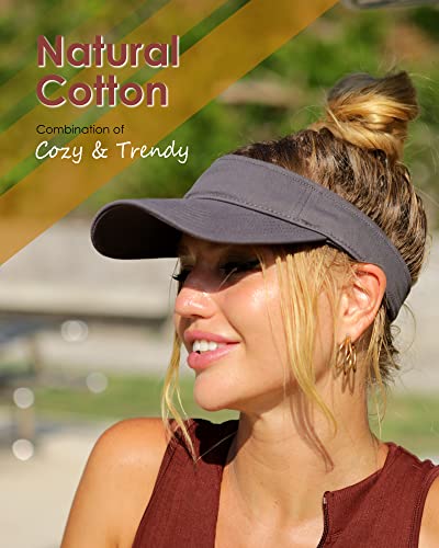 Furtalk Sun Visors For Women Men Sports Sun Visor Hats For Women Cotton Summer Uv Hat With Ponytail Hole Dark Blue #TOP3