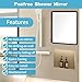 YoHumk Fog Free Shower Mirror (9 * 7 inch) 3M Adhesive Anti-Fog Bathroom Wall Mirror, Fogless Shower Makeup Mirror for Shaving, Shatterproof Glassless Child Safe Mirror (Rectangular Black Frame)