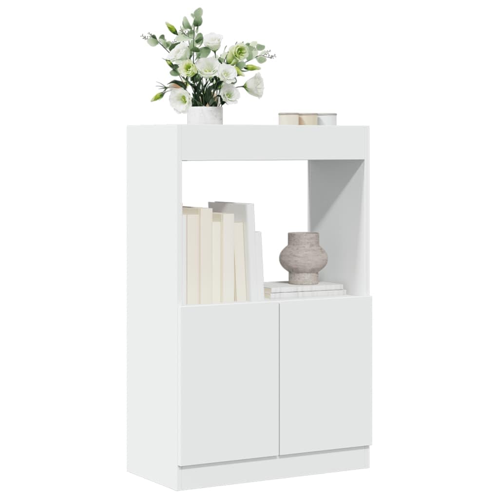 Armario de buffet blanco de 63 cm con puertas batientes y estantes interiores para almacenamiento