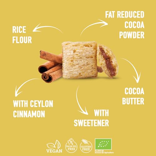 SUPER FUDGiO Bio-Frühstückscerealien | Glutenfrei Vegan | Ohne Zucker und Palmöl | mit Ceylon-Zimt-Füllcreme | 200 g