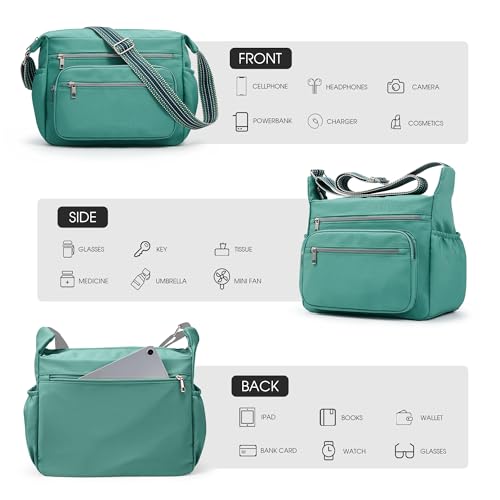 Image of Crossbody Bag for Women, Large Lightweight Nylon Shoulder Purse for Travel | Trendy Crossbody Purse with Roomy Multi-Pocket Design, Large Capacity, Waterproof for Everyday Use, Shopping, Work & Weekend