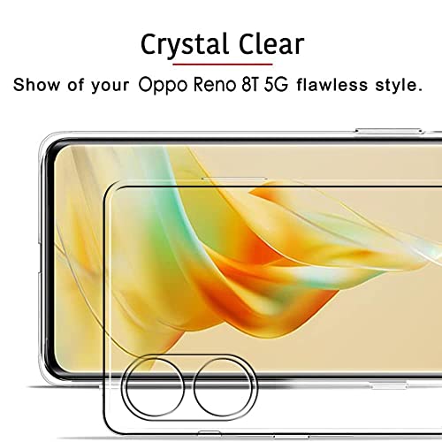 Image of NISHTECH Silicone for Oppo Reno 8T 5G Premium Transparent Hybrid Soft Slim Dust Proof Back Case Cover with Camera Protection