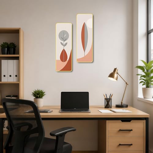 Image of The Castle Decor Nordic Abstract Wall Art Set of 2 | Minimalist Boho Botanical Prints 19X27 Inch | Luxury Modern Wall Decoration for Bedroom Living Room
