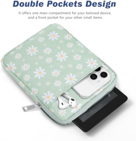 Dadanism 6-7 Inch Universal Padded Sleeve for 7" Colorsoft Signature Edition eReader 2024 and 6" eReader Book, Protective Sleeve Pouch Bag Carrying Case for Kobo E-Reader, LightGreen - 3