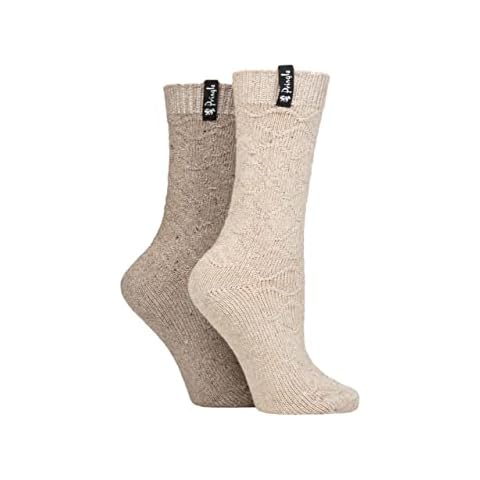 Pringle Ladies Recycled Wool Boot Socks Pack of 2 Diamond Beige / Stone 4-8 Cover