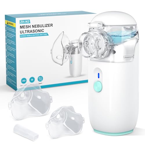 NAHKZNY Nebulizador Portatil Silencios Nebulizador para Adultos y Niños Tipo C Recargable con 2 Máscaras y Boquilla,Tasa de Atomización Ajustable, Inhalador para Tosa Síntomas Respiratorios