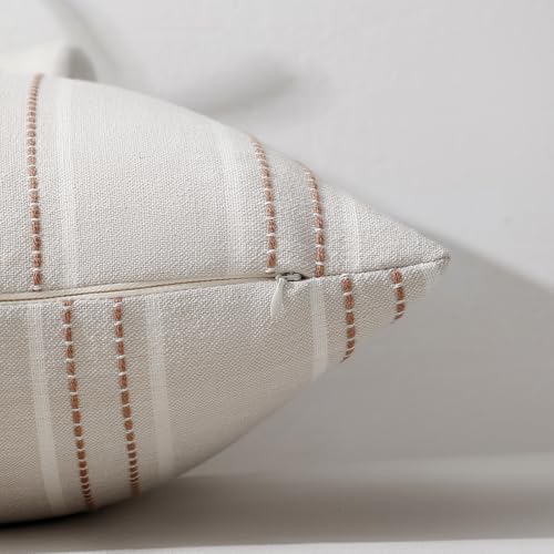 Image of Hckot Throw Pillow Covers 20x20 Set of 2 Camel Pillow Covers Farmhouse Decorative Pillows Textured Linen Square Cushion Covers for Sofa Couch Bed Living Room Decor(Camel)
